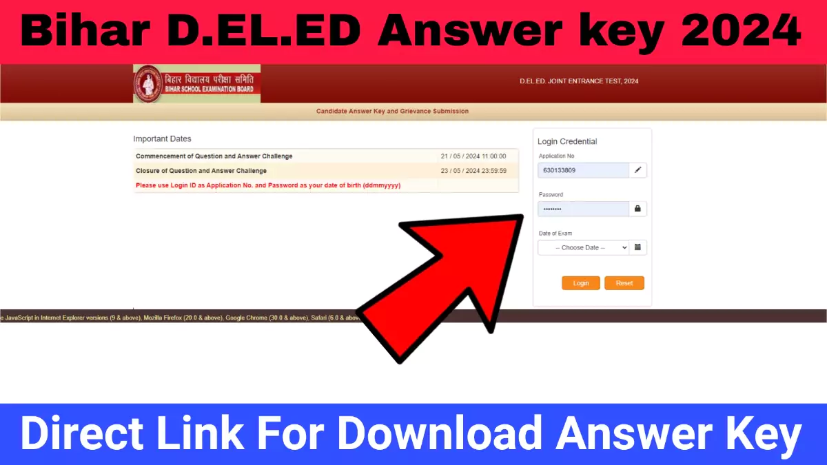Bihar D.EL.ED Answer Key 2024